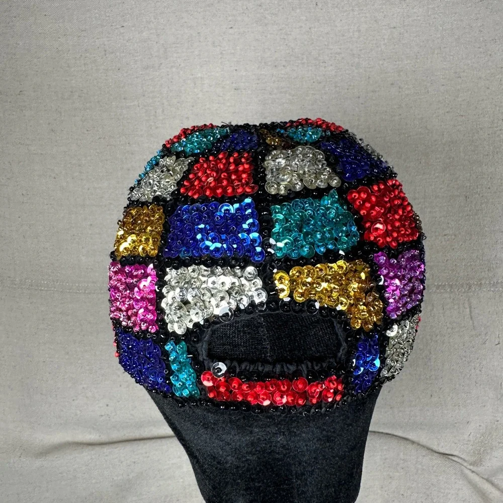 Multicolor Sequin Patchwork Baseball Cap Festival Rave Party‎ Hat Sparkly